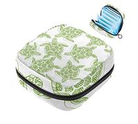 Bolsa de almohadilla menstrual con cremallera, bolsa de servilleta sanitaria, tampones, bolsas de colección para mujeres y niñas (patrón de tortugas marinas verde)