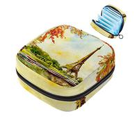 Bolsa de almohadilla menstrual con cremallera, bolsa de servilleta sanitaria, tampones, bolsas de colección para mujeres y niñas (Francia Torre Eiffel romántica vista del río Sena)