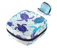 Bolsa de almohadilla menstrual con cremallera, bolsa de servilleta sanitaria, tampones, bolsas de colección para mujeres y niñas (silueta de tortugas, mundo animal bajo el agua, patrón del océano)