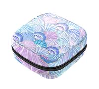 Bolsa de almohadilla menstrual con cremallera, bolsa de servilleta sanitaria, tampones, bolsas de colección para mujeres y niñas (olas de concha de mar de acuarela)