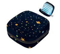 Bolsa de almohadilla menstrual con cremallera, bolsa de servilleta sanitaria, tampones, bolsas de colección para mujeres y niñas (espacio exterior noche constelación planeta)