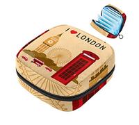 Bolsa de almohadilla menstrual con cremallera, bolsa de servilleta sanitaria, tampones, bolsas de colección para mujeres y niñas (I Love London Symbols Big Ben)