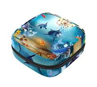 Bolsa de almohadilla menstrual con cremallera, bolsa de servilleta sanitaria, tampones, bolsas de colección para mujeres y niñas (sirena mágica y delfín)