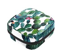 Bolsa de almohadilla menstrual con cremallera, bolsa de servilleta sanitaria, tampones, bolsas de colección para mujeres y niñas (cactus de acuarela, jardín tropical)