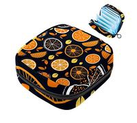 Bolsa de almohadilla menstrual con cremallera, bolsa de servilleta sanitaria, tampones, bolsas de colección para mujeres y niñas (patrón de limones naranjas)