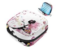 Bolsa de almohadilla menstrual con cremallera, bolsa de servilleta sanitaria, tampones, bolsas de colección para mujeres y niñas (hada de flores en el medio ambiente de mariposas)