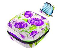 Bolsa de almohadilla menstrual con cremallera, bolsa de servilleta sanitaria, tampones, bolsas de colección para mujeres y niñas (flor de cómic)