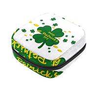 Bolsa de almohadilla menstrual con cremallera, bolsa de servilleta sanitaria, tampones, bolsas de colección para mujeres y niñas (moneda del trébol del día de San Patricio)