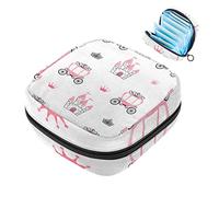 Bolsa de almohadilla menstrual con cremallera, bolsa de servilleta sanitaria, tampones, bolsas de recogida para mujeres y niñas (castillos dibujados, corona rosa)