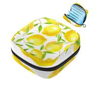 Bolsa de almohadilla menstrual con cremallera, bolsa de servilleta sanitaria, tampones, bolsas de recogida para mujeres y niñas (fruta cítrica limón amarillo)