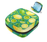 Bolsa de almohadilla menstrual con cremallera, bolsa de servilletas sanitarias, bolsas de recogida para mujeres y niñas (fruta cítrica, amarillo limón)