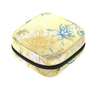 Bolsa de almohadilla menstrual con cremallera, bolsa de servilletas sanitarias, tampones, bolsas de colección para mujeres y niñas (lirios de agua, libélulas y mariposas)