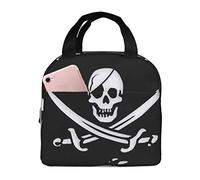Bolsa de almuerzo aislada Art Jolly Roger Flag Lunch Box Reutilizable Cute Tote Lunch Box para adultos y niños, Cooler a prueba de fugas Bolsas de almuerzo para el trabajo Oficina Viajes Escuela Pic