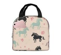 Bolsa de almuerzo aislada con diseño de caballo para mujeres y hombres, reutilizable, portátil, a prueba de fugas, bolsa de almuerzo con bolsillo frontal para viajes, picnic, oficina, trabajo