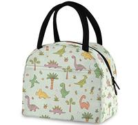 Bolsa de almuerzo aislada con diseño de dinosaurios y árboles de dibujos animados, reutilizable, con varios bolsillos, con asa, para mujeres y hombres, trabajo escolar, picnic, viajes al aire libre