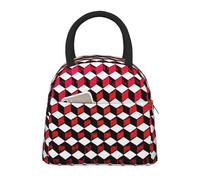 Bolsa de almuerzo aislada con estampado a cuadros rojos 3D, portátil, a prueba de fugas, reutilizable, para trabajo, escuela, picnic, niños y niñas