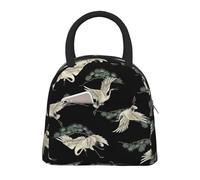 Bolsa de almuerzo aislada con estampado de grúa japonesa y pino, portátil, a prueba de fugas, reutilizable, para trabajo, escuela, picnic, niños y niñas