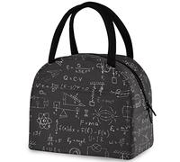 Bolsa de almuerzo aislada con patrón de fórmula de tiza física, bolsa térmica reutilizable con varios bolsillos para mujeres y hombres, trabajo escolar, picnic, viajes al aire libre