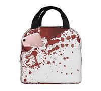 Bolsa de almuerzo aislada con salpicaduras de sangre Elementos de Halloween Caja de almuerzo Reutilizable Lindo Tote Caja de almuerzo para adultos y niños, Bolsas de almuerzo más frías a prueba de f