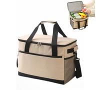 Bolsa de almuerzo aislada de gran capacidad 16L/18L, lonchera refrigeradora a prueba de fugas, bolsa de aislamiento térmico Oxford 600D, bolsa de almacenamiento de alimentos(30L khaki)