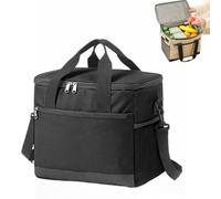 Bolsa de almuerzo aislada de gran capacidad 16L/18L, lonchera refrigeradora a prueba de fugas, bolsa de aislamiento térmico Oxford 600D, bolsa de almacenamiento de alimentos(30L black)