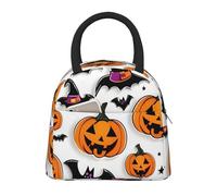 Bolsa de almuerzo aislada de moda con estampado de calabaza de Halloween, para comidas, aperitivos, bebidas, adultos, niños y familias