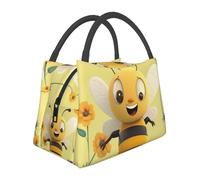 Bolsa de almuerzo aislada Happy Bee para mujeres y hombres, reutilizable, a prueba de fugas, bolsa de almuerzo para oficina y picnic