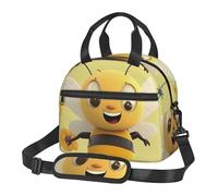 Bolsa de almuerzo aislada Happy Bee para mujeres y hombres, reutilizable, a prueba de fugas, bolsa de almuerzo para oficina y picnic