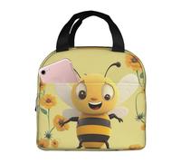 Bolsa de almuerzo aislada Happy Bee para mujeres y hombres, reutilizable, a prueba de fugas, bolsa de almuerzo para oficina y picnic