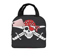 Bolsa de almuerzo aislada Jolly Roger Pirate Style Lunch Box Reutilizable Cute Tote Lunch Box para adultos y niños, Bolsas de almuerzo a prueba de fugas para el trabajo Oficina Viajes Escuela Picnic