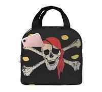 Bolsa de almuerzo aislada Jolly Roger Tattered Skull Lunch Box Reutilizable Cute Tote Lunch Box para adultos y niños, Bolsas de almuerzo a prueba de fugas para el trabajo Oficina Viajes Escuela Picn