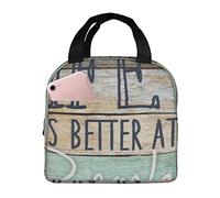 Bolsa de almuerzo aislada La vida es mejor en la playa Caja de almuerzo Reutilizable Lindo Tote Caja de almuerzo para adultos y niños, Bolsas de almuerzo a prueba de fugas para el trabajo Oficina Vi