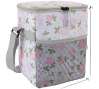 Bolsa de almuerzo aislada Oxford con estampado floral para mujer, resistente a fugas, capacidad de 9 L, ultraligera, plegable, tela 600D, bolsa de picnic para el trabajo, la escuela al aire libre (N)