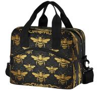 Bolsa de almuerzo aislada para adultos, tamaño Queen Bee negro dorado clásico 1