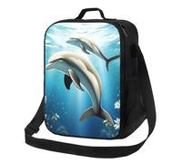Bolsa de almuerzo aislada para hombres y mujeres, lonchera Kiss Dolphin Tale para oficina, trabajo, picnic, bolsas de almuerzo a prueba de fugas con correa para el hombro para adultos, bolsas de