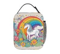 Bolsa de almuerzo aislada para hombres y mujeres, RainbowUnicornBloom, diseño de impresión completa, reutilizable, lonchera de gran capacidad a prueba de fugas para el trabajo, escuela, oficina