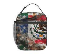 Bolsa de almuerzo aislada portátil con estampado de bandera mexicana americana, reutilizable, para comida, picnic, trabajo, viajes
