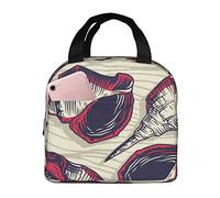 Bolsa de almuerzo aislada Seashell Mollusk Ocean Wild Life Lunch Box Reutilizable Cute Tote Lunch Box para adultos y niños, Cooler a prueba de fugas Bolsas de almuerzo para el trabajo Oficina Viajes