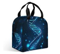 Bolsa de almuerzo azul con estructura de ADN para adultos, bolsa de almuerzo aislada a prueba de fugas con cremallera y múltiples bolsillos, lonchera de gran capacidad para oficina, trabajo, picnic