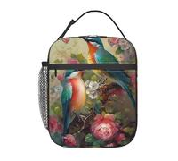 Bolsa de almuerzo clásica con diseño de flores y pájaros para mujer, reutilizable, bonita, tipo lonchera para adultos y hombres, a prueba de fugas, ideal para el trabajo, la oficina, viajes y picni