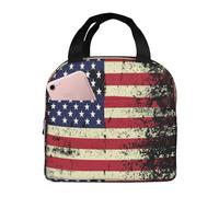 Bolsa De Almuerzo Con Aislamiento Bandera Americana Vintage Bolsa De Almuerzo Portátil A Prueba De Fugas Mujeres Loncheras Para Mujer, Para Niños, Oficina, Senderismo