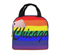 Bolsa De Almuerzo Con Aislamiento Bandera Arcoíris Del Orgullo Lgbt De Chicago, Illinois Bolsa De Almuerzo Portátil Hombres Mujeres Loncheras Para Mujer, Para Barbacoa, El Trabajo, Oficina