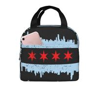 Bolsa De Almuerzo Con Aislamiento Bandera Del Horizonte De Chicago Picnic Bolsa De Almuerzo Hombres A Prueba De Fugas Bolso De Mano, Para Niñas, El Trabajo, Senderismo