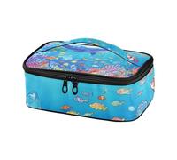 Bolsa de almuerzo con aislamiento de ballena azul de dibujos animados coloridos del mundo submarino, bolsa de almuerzo para adultos para almuerzo de gran capacidad