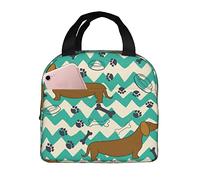 Bolsa De Almuerzo Con Aislamiento Dibujos Animados De Perros Salchicha Huesos Pata Bolsa De Almuerzo Térmica A Prueba De Fugas Mujeres Bolso De Mano, Para Fiambrera, Senderismo, 20x22cm