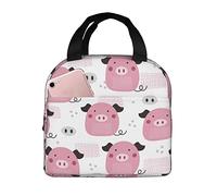 Bolsa De Almuerzo Con Aislamiento Lindo Dibujo Animado De Un Animal Rosa Bolsa De Almuerzo De Viaje Mujeres Adultos Bolso De Mano Para Mujeres, Para Picnic, Fiambrera, Viaje, 20x22cm