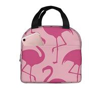 Bolsa de almuerzo con aislamiento Pink Flamingo Art Lunch Box Reutilizable Cute Tote Lunch Box para adultos y niños, Bolsas de almuerzo más frías a prueba de fugas para el trabajo Oficina Viajes Esc