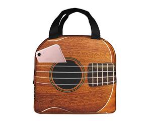 Bolsa De Almuerzo Con Aislamiento Textura De Madera De Ukelele Bolsa De Almuerzo Térmica A Prueba De Fugas Bolso De Mano Para Mujeres, Para El Trabajo, Fiambrera, Comida, 20x22cm
