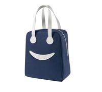 Bolsa de almuerzo con cara sonriente, conservación del calor y a prueba fugas, fácil llevar, el trabajo/escuela/picnic/viajes/almuerzo al aire libre, una maravillosa experiencia vida(Navy blue,L)