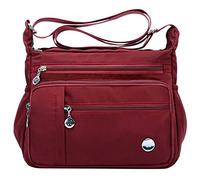 Bolsa de almuerzo con correa para el hombro, bolsa cruzada de nailon para mujer, vino, Small